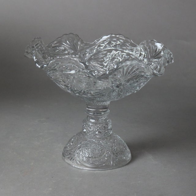 Early 20th Century Circa 1920 Antique Pressed Glass Punch Bowls & Compote Set- 3 Pieces For Sale - Image 5 of 7