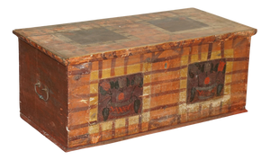 Large Hungarian Original Paint Blanket Chest Coffer Trunk, 1875