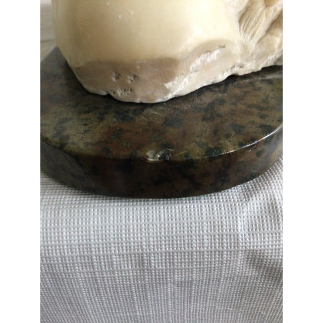 1940s Alabaster Bust Of A Young Woman On A Marble Base For Sale - Image 4 of 12