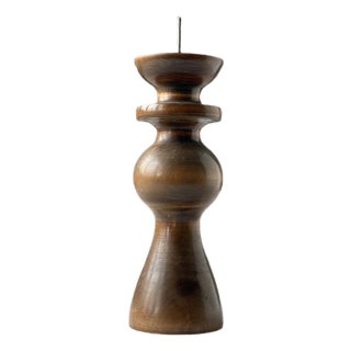 Mid-Century Modern Hungarian Turned Wooden Candlestick, 1960s For Sale