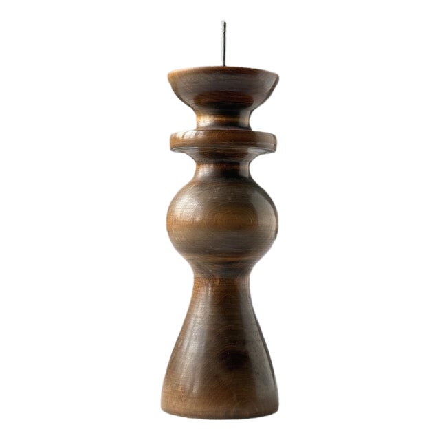 Mid-Century Modern Hungarian Turned Wooden Candlestick, 1960s For Sale