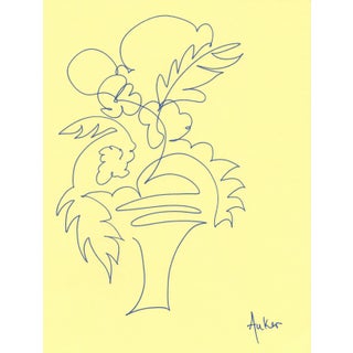 "1 Line Minimalist Botanic #3" Contemporary Minimalist Original Drawing by CL Auker For Sale