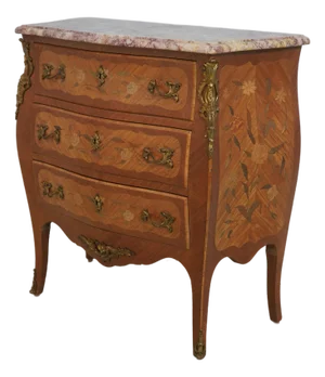 French Louis XV Marble Top Commode Accent Chest