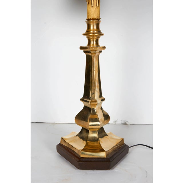 Italian Classical Brass Candlestick Table Lamp For Sale - Image 4 of 8