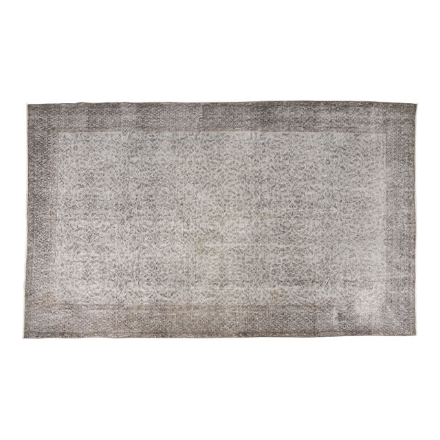 Vintage Light Grey Oushak Rug For Sale