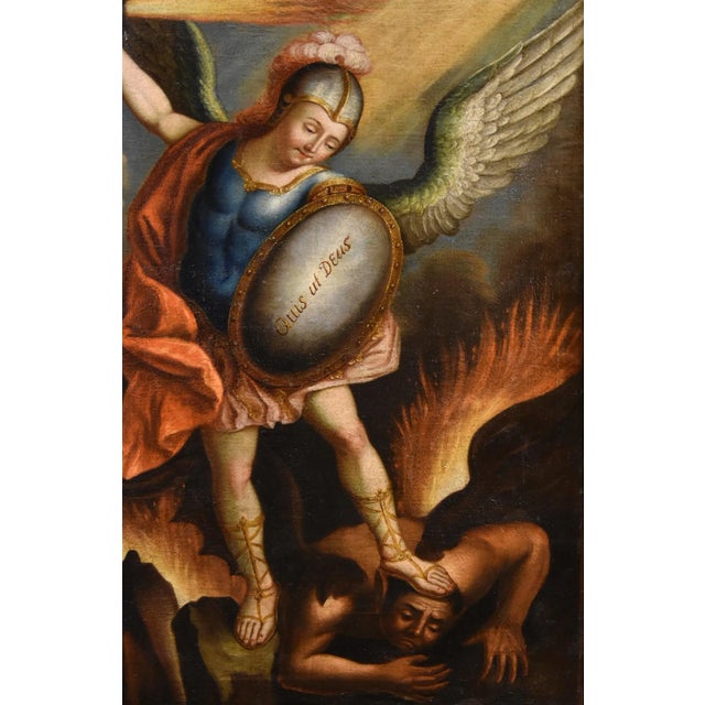 Juan Pedro López, Saint Michael the Archangel, 1760, Oil on Canvas, Framed For Sale - Image 7 of 17