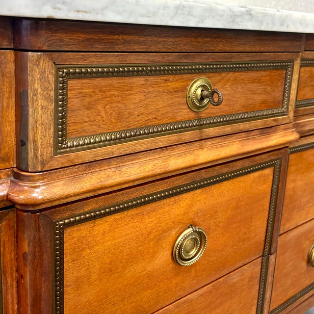 Antique French Louis XVI Style Marble Top Commode For Sale - Image 12 of 12