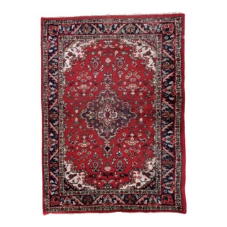 1970s, Handmade Vintage Persian Hamadan Rug 4.1' X 6' For Sale