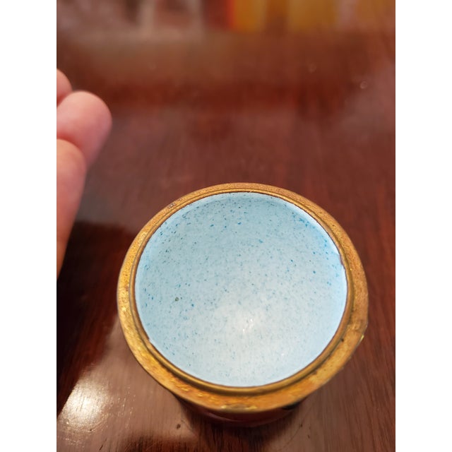 Metal Antique Egg Shaped Enamel Jewel Box Jeweled Cabochons For Sale - Image 7 of 12