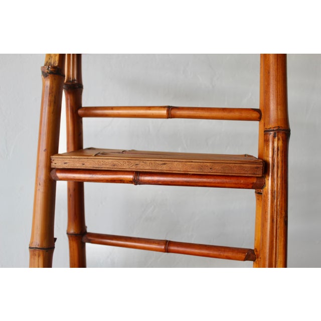 Vintage Bamboo Tall Ladder Style Etagere Display Stand Mid-Century For Sale - Image 12 of 16