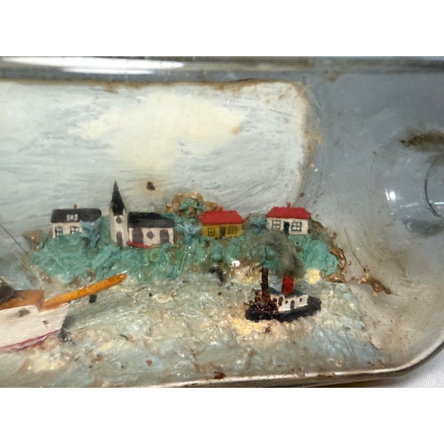 Rare Antique 19th Century Handmade Folk Art Sailboat Ship in Bottle Sculpture For Sale - Image 14 of 17
