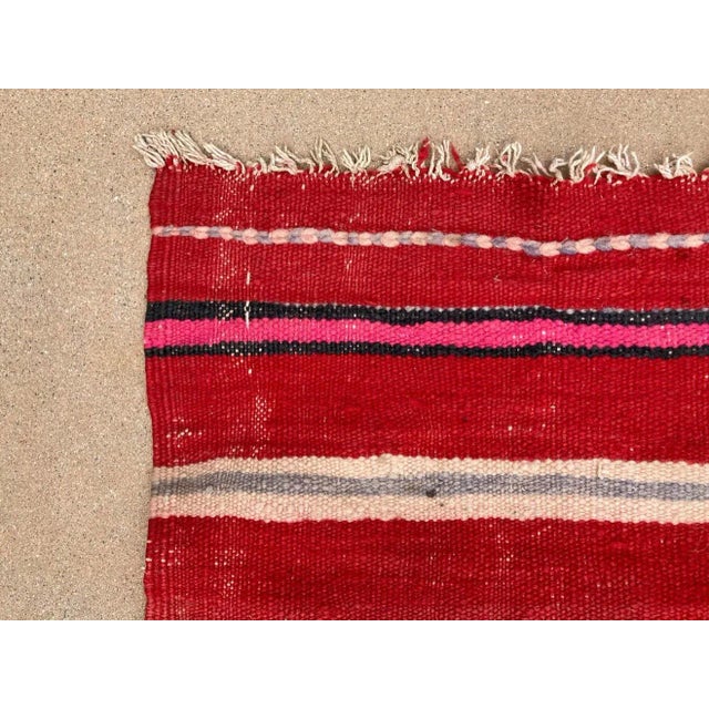 1960s 1960s Moroccan Vintage Flat-Weave Ethnic Textile Rug For Sale - Image 5 of 13
