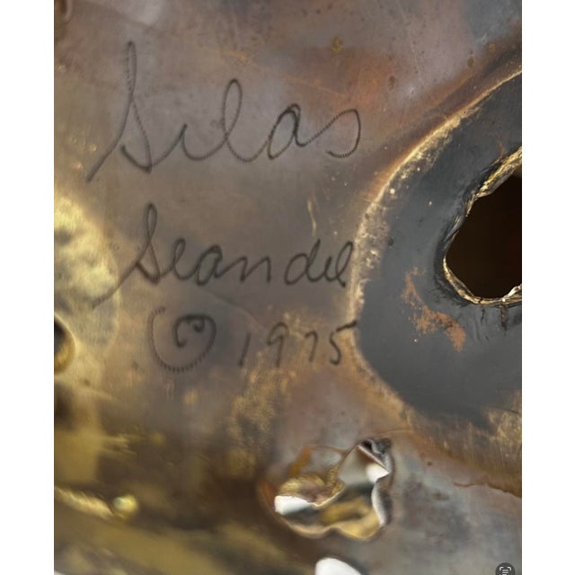 1970s Vintage Brutalist Signed Silas Seandel “Cathedral” Torch Cut Brass Coffee Table For Sale - Image 9 of 9