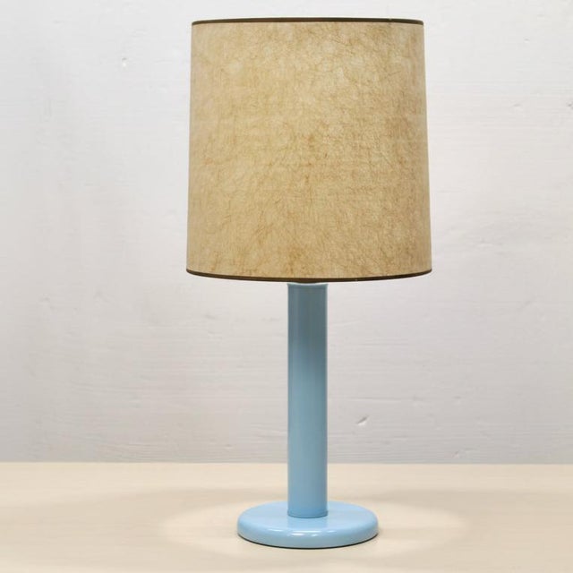 1980s Mid Century Modern Blue Tubular Table Lamp For Sale In Fayetteville, AR - Image 6 of 8