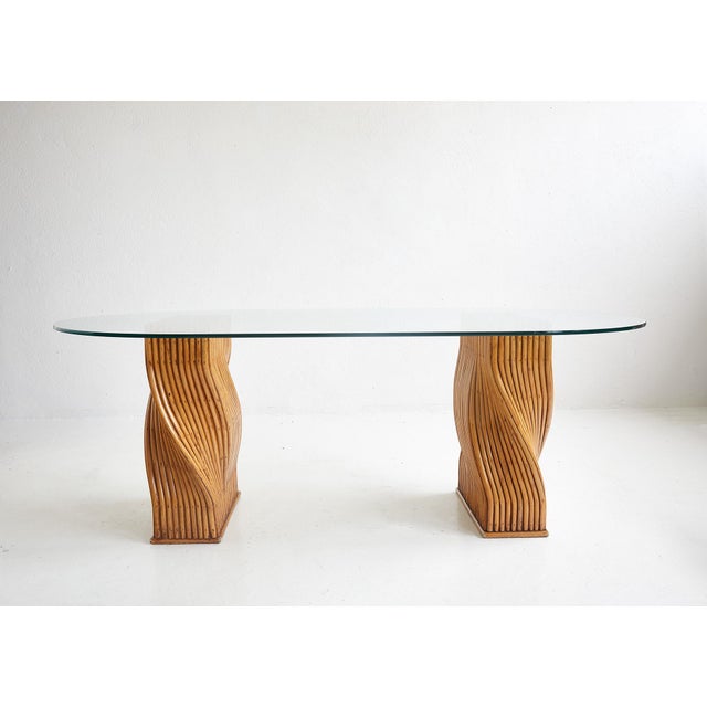 Gold Glass and Bamboo Desk attributed to John and Elinor McGuire, USA, 1980s For Sale - Image 8 of 8