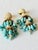 Tiffany Blue Vintage 1950s Faux Turquoise Chandelier Clip-on Earrings, Gold-Tone, Pair For Sale - Image 8 of 16