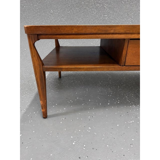 1960s 1960’s Broyhill Saga Mid-Century Modern Walnut Coffee Table With Drawer For Sale - Image 5 of 8