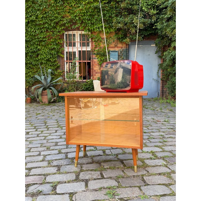 Sapelli Mahogany TV Display Cabinet with Rotating Top For Sale - Image 11 of 11