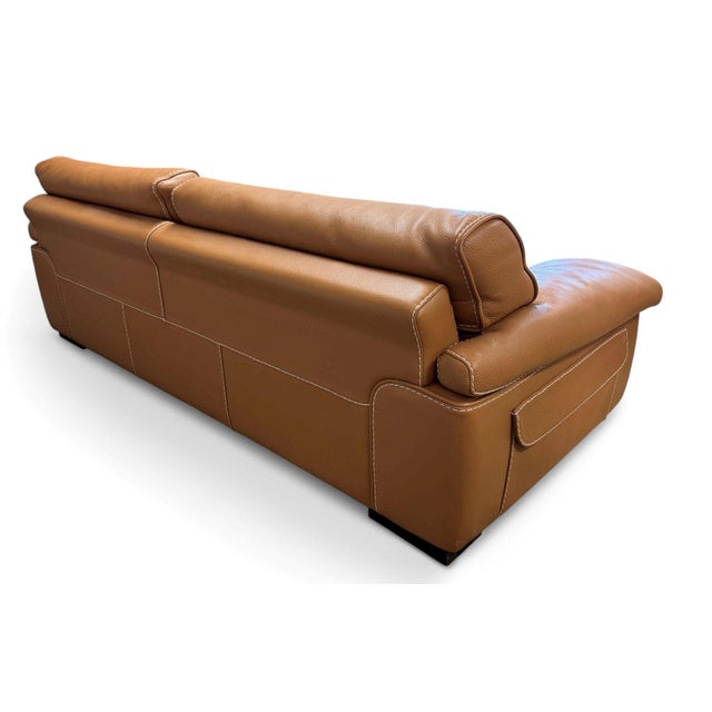 Roche Bobois Ascot Tan Leather Sofa For Sale In Miami - Image 6 of 10