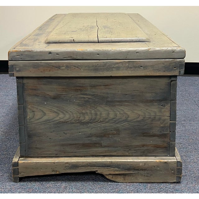 19th Century Rustic Blue Gray Dovetailed Blanket Chest For Sale - Image 10 of 10