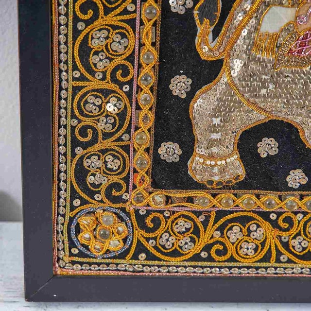 Kalaga Tapestry Embroidered with Elephants For Sale - Image 3 of 5