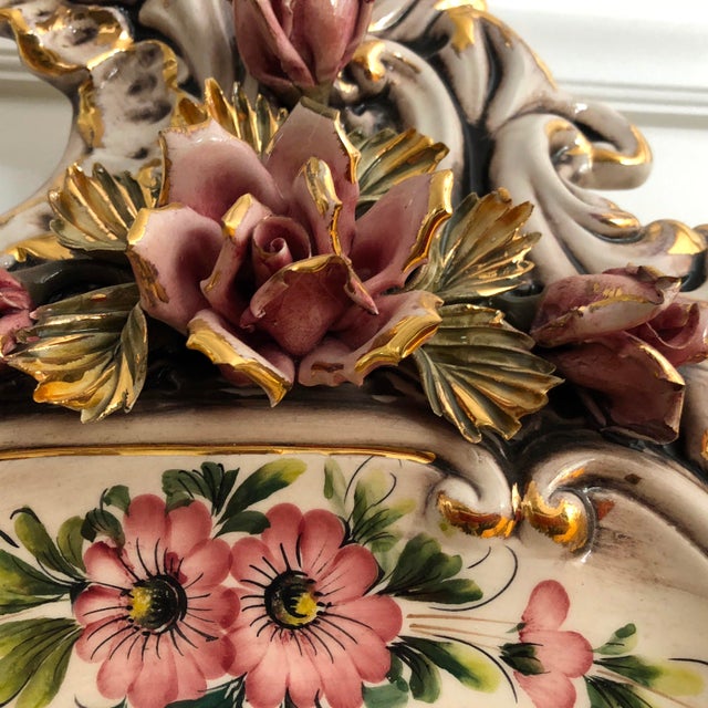 20th Century Italian Capodimonte Porcelain Large 22x32 Wall Clock