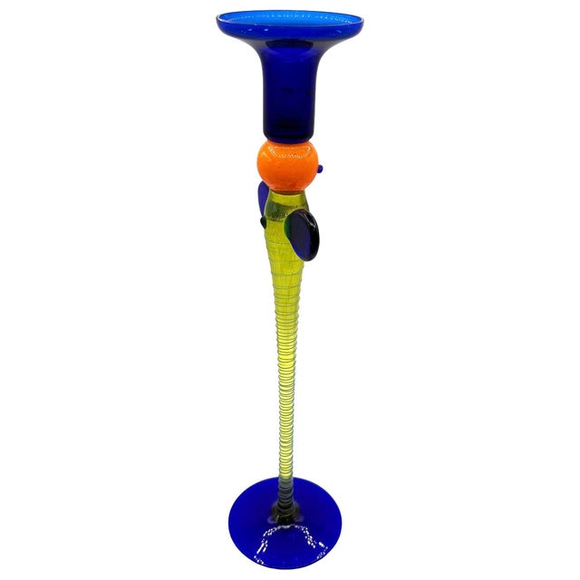 Postmodern Czechoslovakian Bohemia Art Glass Butterfly Candlestick Holder by Jiri Sugajek For Sale - Image 3 of 7