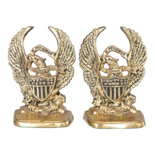 Vintage American Federal Brass Eagle Bookends - a Pair For Sale