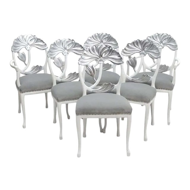 Italian Polychrome Carved Dining Chairs - Set of 6 For Sale