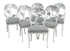 Italian Polychrome Carved Dining Chairs - Set of 6