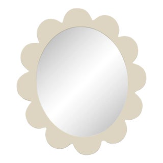 Fleur Home Carnival Iris Oval Mirror in Delaware Putty, 37x32 For Sale