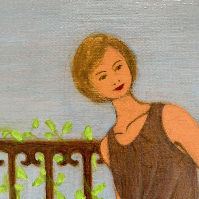 Contemporary Makoto Igarashi, On the Terrace, 1980s, Oil on Canvas For Sale - Image 3 of 7