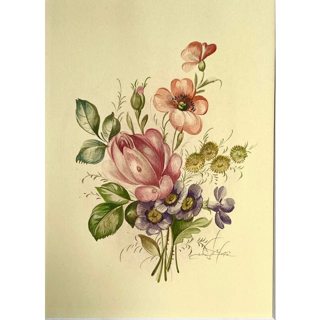 Italian Floral Botanical Watercolor Painting by Vittorio Guddittoi For Sale - Image 4 of 5