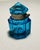 Antique Blue Faceted Crystal Artdeco Inkwell or Fragrance Holder Enamel Painted Flowers For Sale In Dallas - Image 6 of 10