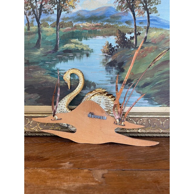 Vintage Swan Wall Sculpture With Wood Backing, Mid-Century Modern Style For Sale - Image 10 of 10