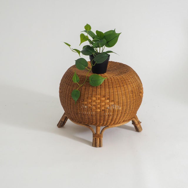 Rattan Ottoman or Side Table, 1970s For Sale - Image 10 of 18