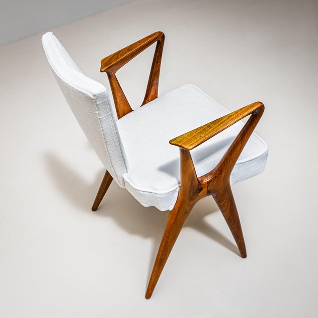 White Set of Four Armchairs, Italy, 1950s For Sale - Image 8 of 9