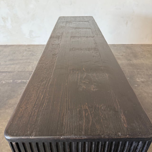Reeded Credenza in Weathered Black Cabinet For Sale - Image 11 of 18