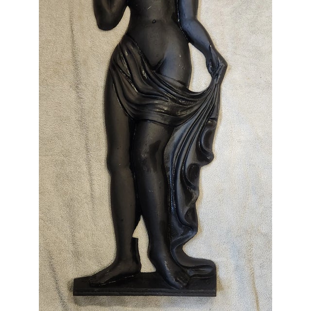 1960s Vintage Mid-Century Cast Iron Wall Sculpture - Persephone With Parrot For Sale - Image 5 of 8