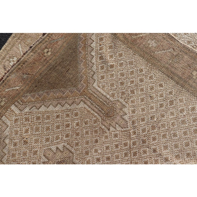 Vintage Turkish Kars Gallery Runner in Warm Taupe, Sand, and Soft Brown For Sale - Image 13 of 14