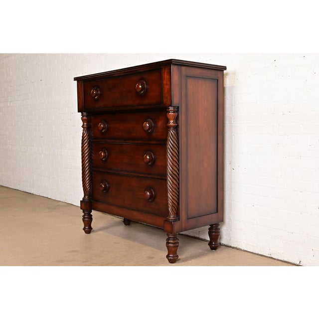 American Ralph Lauren American Empire Carved Mahogany Highboy Dresser For Sale - Image 3 of 15