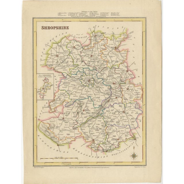 Beige Map of Shropshire, 1844 For Sale - Image 8 of 10