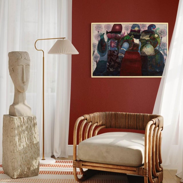 Simonetta Carpini, Masked Figures, 1980, Mixed Media For Sale - Image 3 of 16