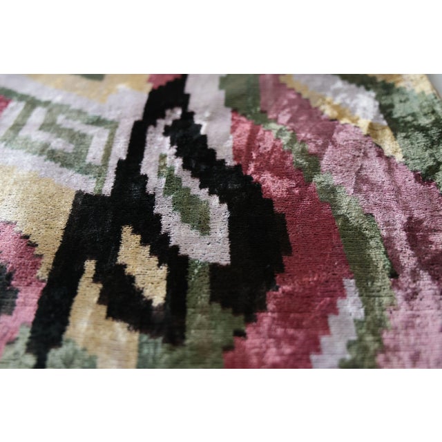 Mauve Hand-Knotted Abstract Wave Silk Velvet Lumbar - 16x24 Sage & Mauve For Sale - Image 8 of 8