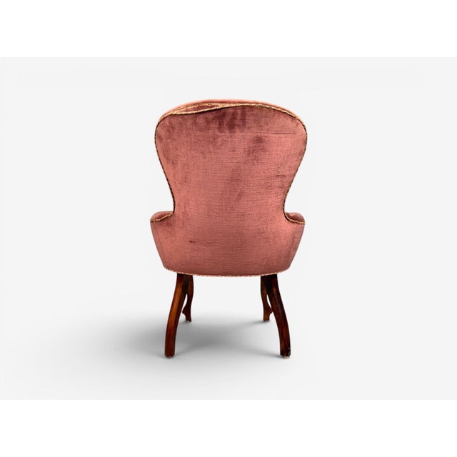Swedish Modern, Traditional Slipper Chairs, Pink Velvet, Wood, Sweden, 1950s For Sale - Image 11 of 15