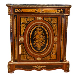 Napoleon III Style Boulle Marquetry Cabinet With Marble Top For Sale