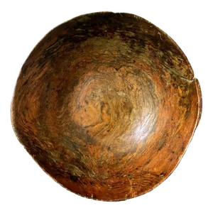 Large Antique Americana Carved Elm Burl Bowl with Handles