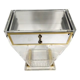 Vintage Acrylic Glass Nightstand with Mirrored Shelf For Sale