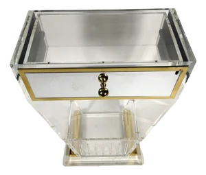 Vintage Acrylic Glass Nightstand with Mirrored Shelf