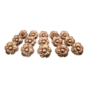 Set of 15 Solid Brass Mid-Century Floral Cabinet Knobs